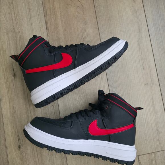 Nike Air Force 1 Boot Black University Red High Top Sneakers Men Sz 12.5 DA0418 - Picture 4 of 16